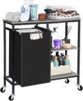 Pull-Out Laundry Basket with Shelf and  three Shelf,Laundry Basket Organizer Section with Removable Laundry Bags for clothes