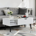 39"Wood Lift Top Coffee Table with Hidden Compartment Wood Coffee Desk with Storage Shelf Lift Tabletop Dining(White)