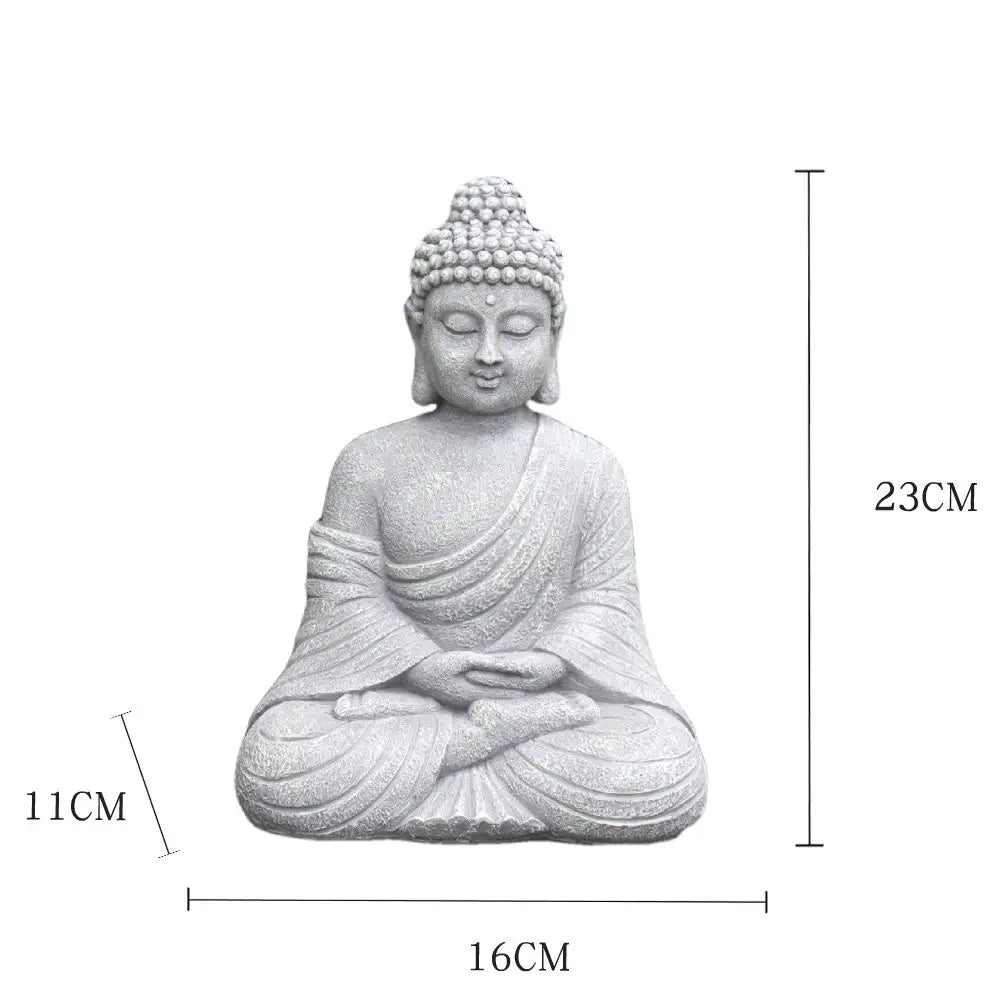 9 Inch Vintage Garden Buddha Statue Indoor Outdoor Garden Zen Buddhism Figurine Sculpture Home Office Store Decor Ornament