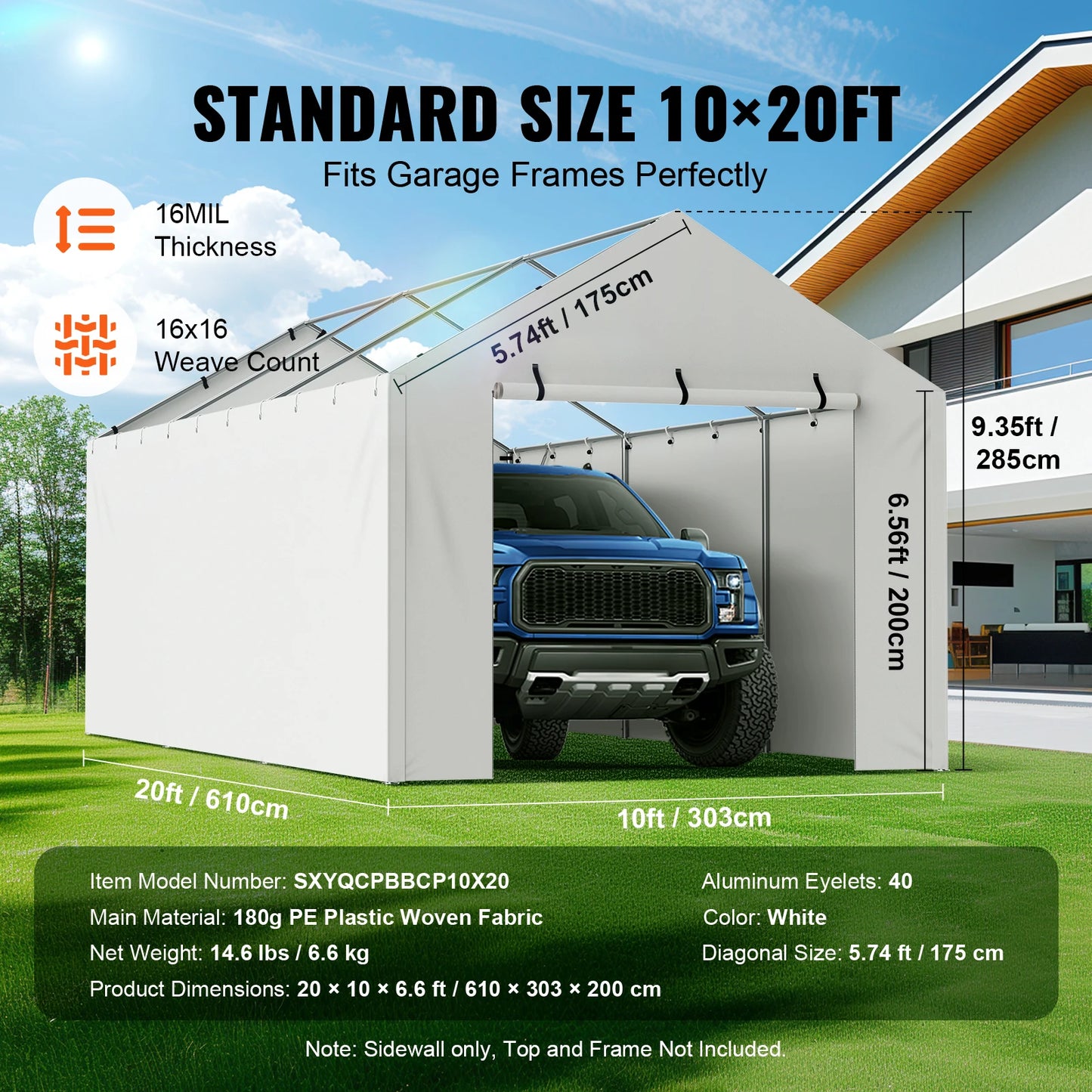 VEVOR Carport Replacement  Garage Tent Shelter Tarp Heavy-Duty Waterproof & UV Protected.