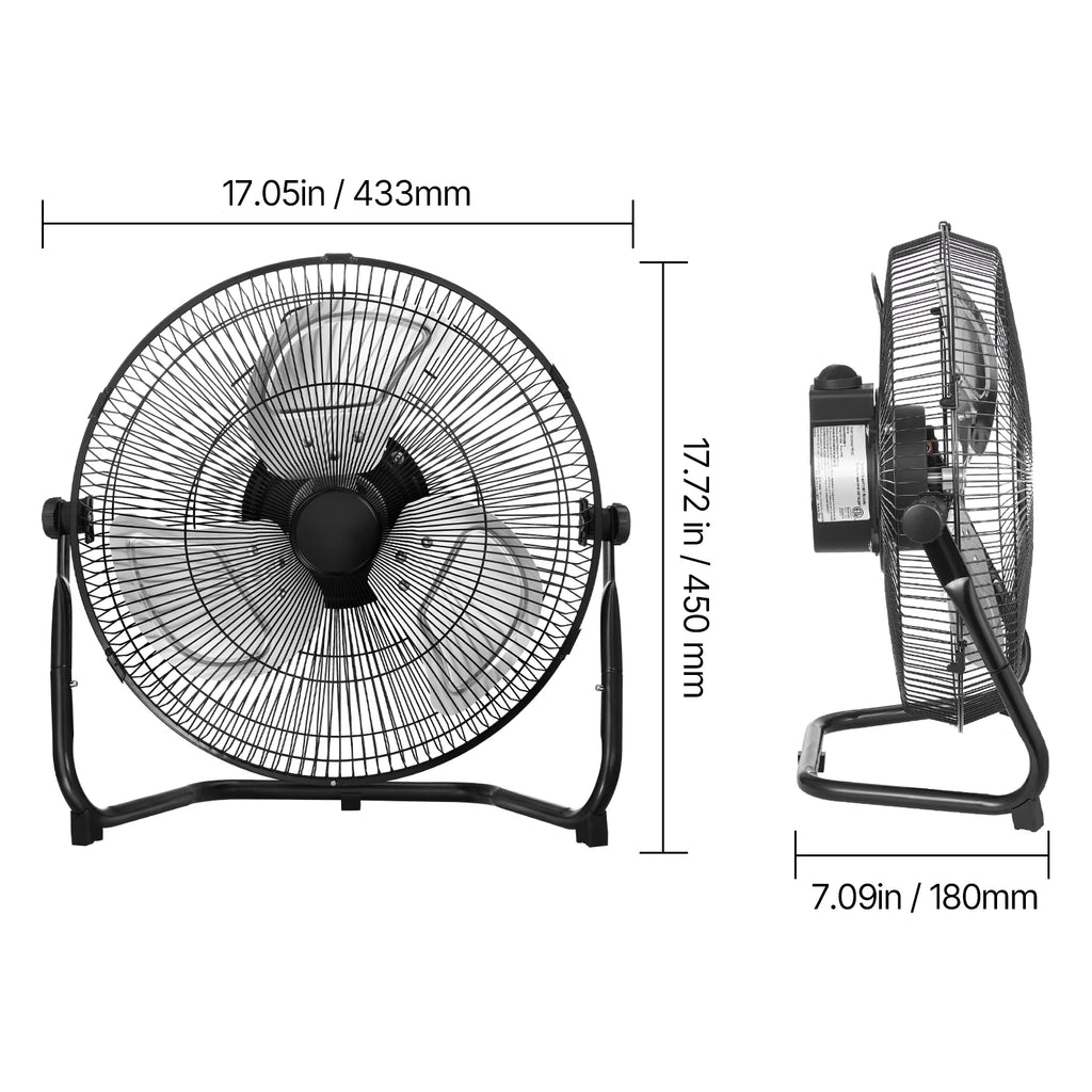 VEVOR Floor Fans 3 Speeds High Velocity Heavy Duty Industrial Fan 4800