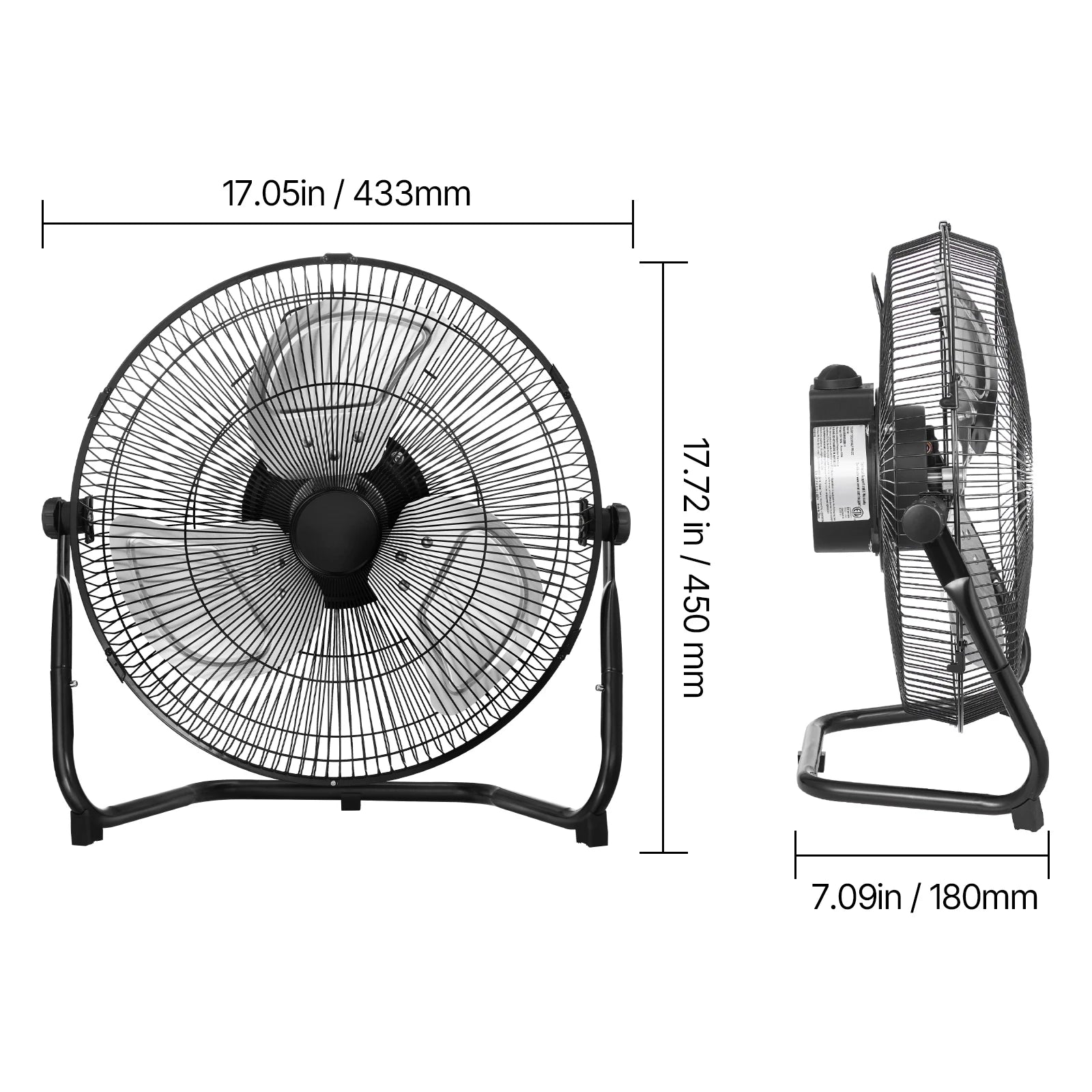VEVOR Floor Fans 3 Speeds High Velocity Heavy Duty Industrial Fan 4800