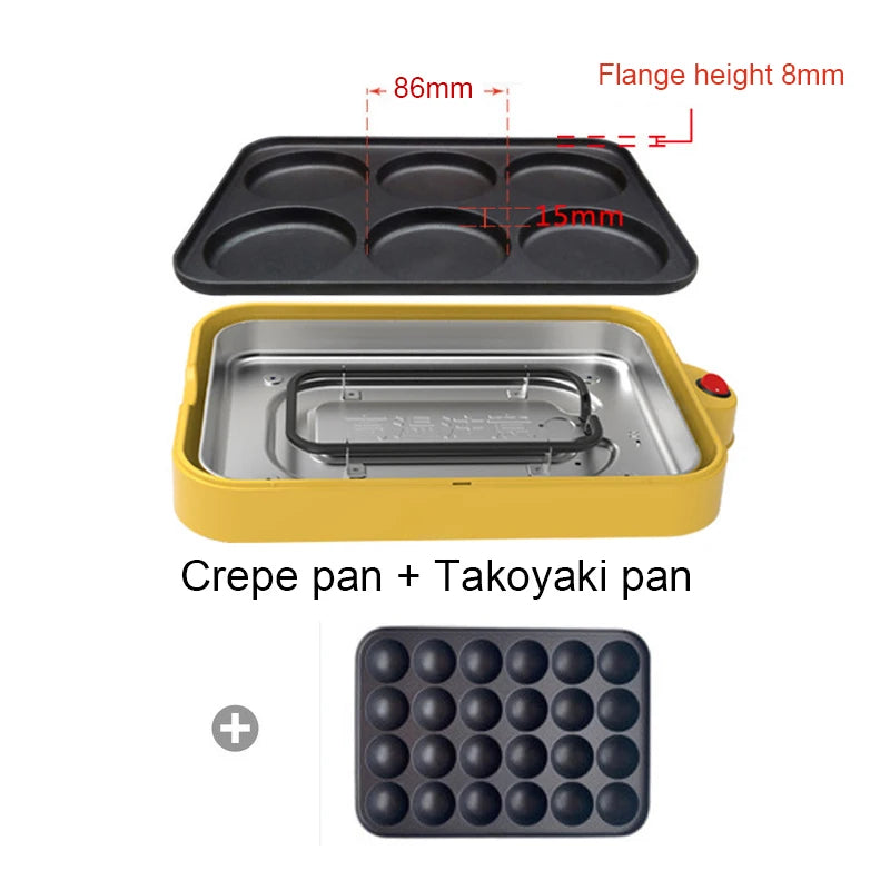 Electric Takoyaki Maker Egg Omelette Cooker Crepe Pancake Fried Steak Frying Pan Chibi Maruko Baking Machine Octopus Balls Grill