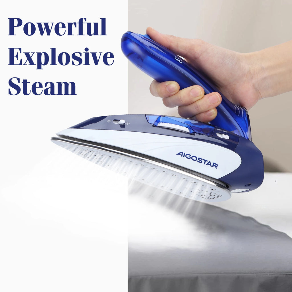 Travel steam iron 1100W, travel iron 110/240V, portable foldable handl
