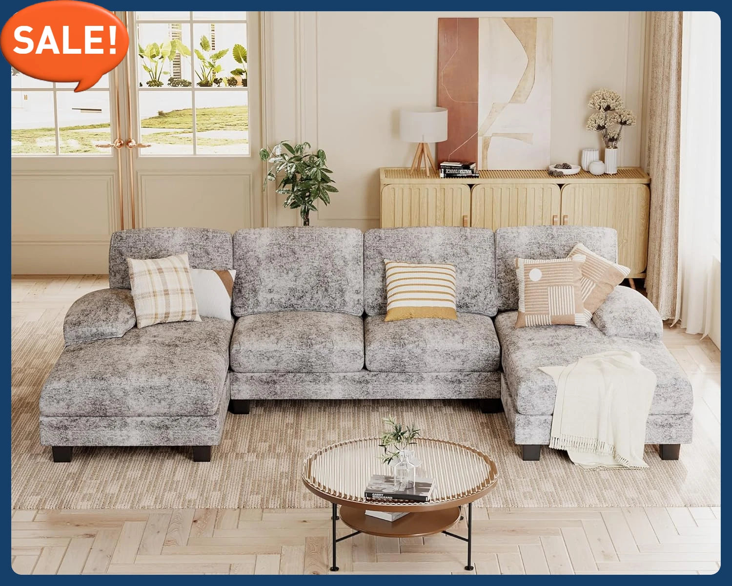 Compact U-Shaped Sofa