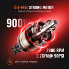 SucceBuy Silent Air Compressor 900W 1450W 1800W Quiet Oil-free Portable Air Pump for Repair Tire Inflation Whisper Compressor