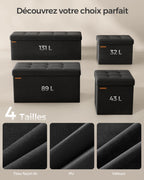 SONGMICS Storage Bench, Foldable Pouffe, 38 x 110 x 38 cm, End of Bed, Footrest, Storage Box, Load up to 300 kg, for Living Room