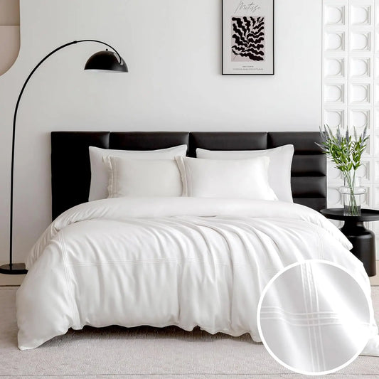 Simple&Opulence 100% Eucalyptus Lyocell Tencel Duvet Cover Set   Cooling Breathable Duvet Cover Soft Silky, Luxury Bedding Set