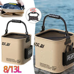 1-2PCS 8/13L Multi-Purpose Collapsible Fishing Bucke Water Pail  Durable Portable Handheld Bucket With Lid for Outdoor Camping
