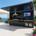 Customized Durable Weatherproof Outdoor Kitchen 304 Stainless Steel Black Gas 6 Burner Kitchen Island
