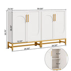 Tribesigns Modern Sideboards, Buffet Cabinet with 4 Doors and Adjustable Shelves (White)