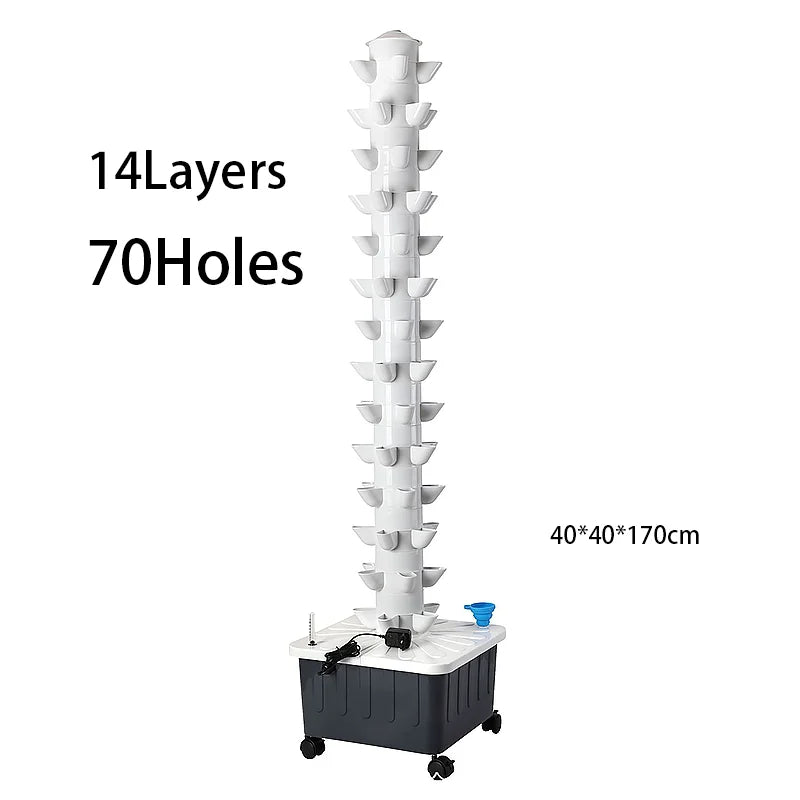Hidroponia Garden Vertical Tower 14 Layer 70 Holes Torre Idroponica Verticale Hydroponics Growing System