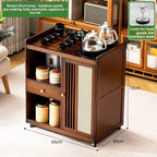 Mobile tea table Small tea table Kettle integrated tea cabinet Solid wood coffee table Tea cart Brewing tea table