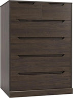Modern 6 Drawer Dresser for Bedroom, Tall Chest of Drawers with Storage, Large Wood Storage Chest Organizer with Cut-Out Handle