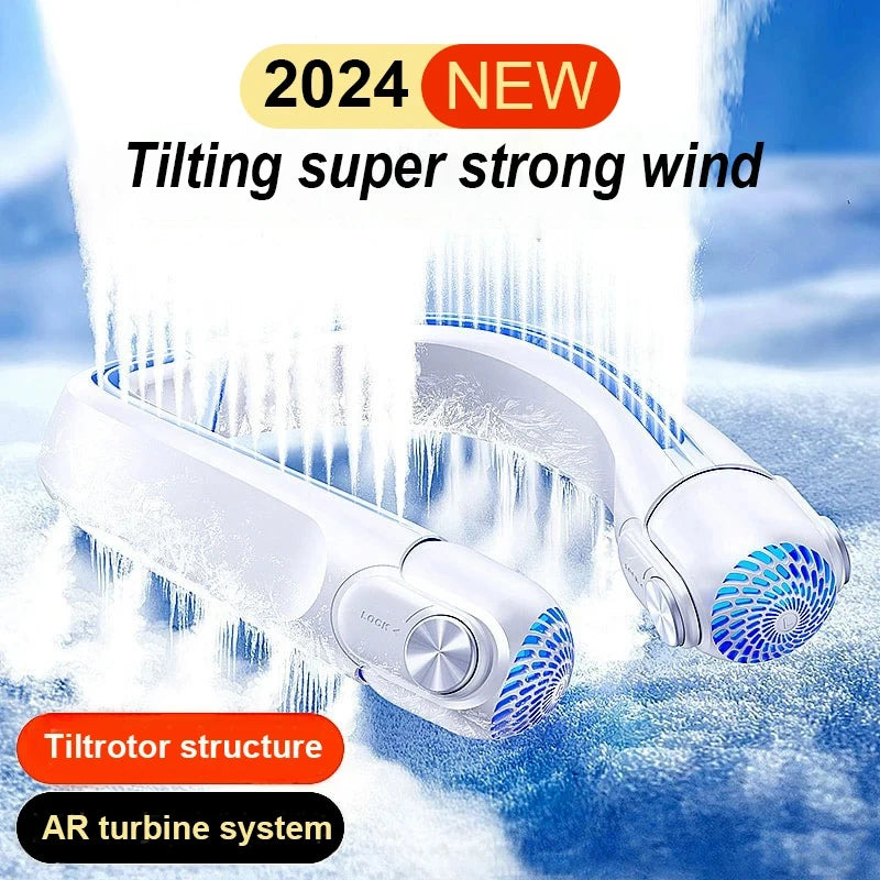 Portable Neck Mounted Fan, USB Charging, Adjustable Bladeless Turbine