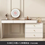Modern Vanity Desk with LED Lighted Mirror, Luxury Corner Makeup Vanity Table 6 Drawers and Large Storage Dressing Table Shelves