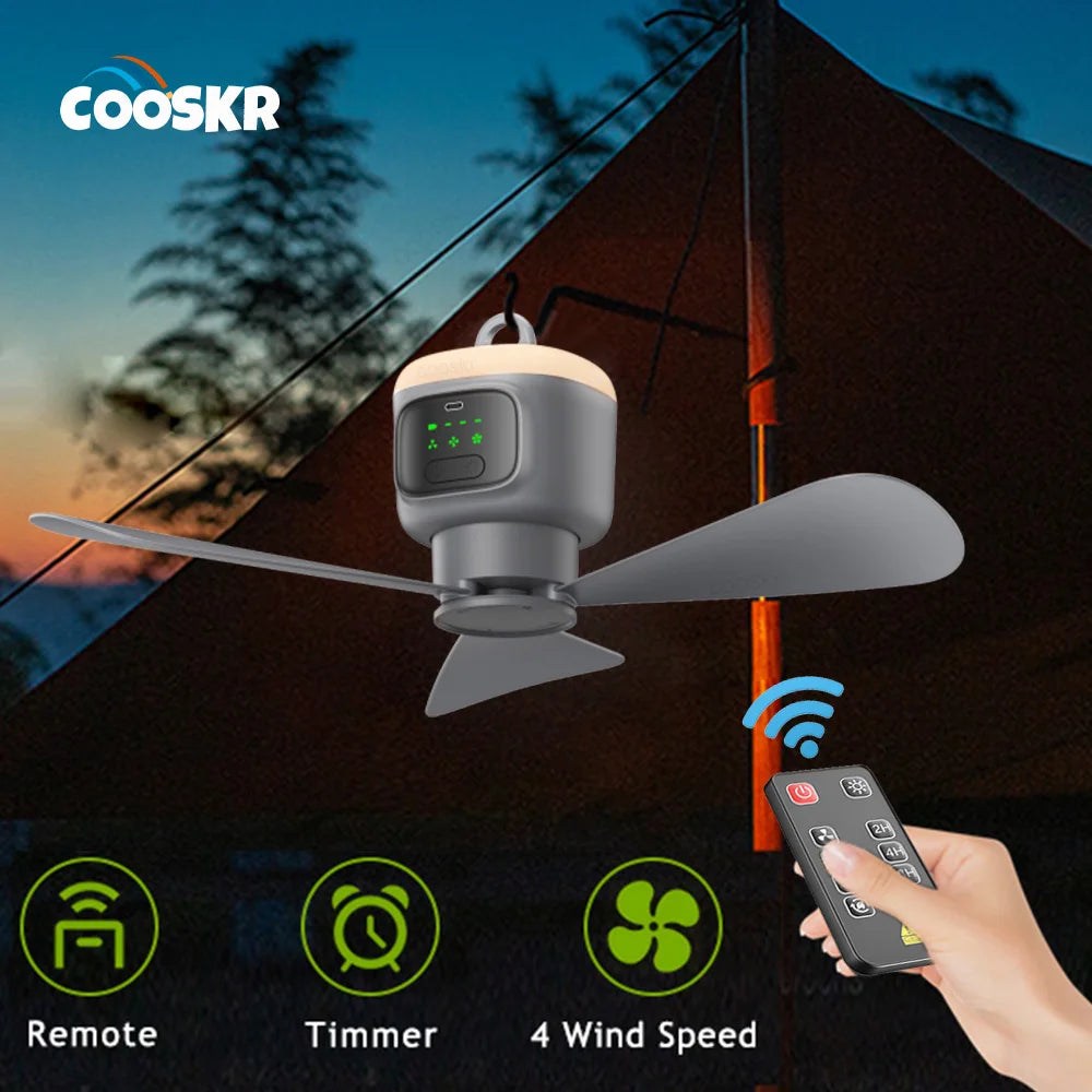 Ceiling Fan 12000mAh Rechargeable Outdoor Camping Ceiling Fan Portable