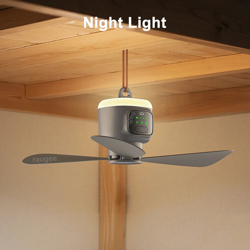 Ceiling Fan Camping Tent Air Circulator Cooler 12000mAh USB Rechargeab