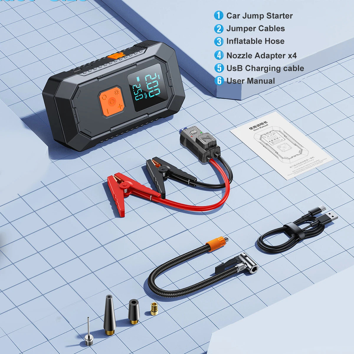 Car Jump Starter 4000A/7000A 15800mAh/26800mAh Car Battery Auto Battery Booster Starting Device for Petrol Diesel Powerbank