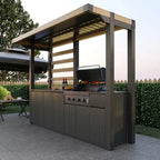 Outdoor Kitchen Island Stone Accents Aluminum BBQ Pod Patio Grill Kitchen Cabinets-Durable Eco-Friendly for Backyard