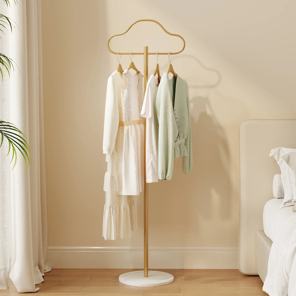 Scandinavian Accessible Luxury Clothes Hanger Bedroom Floor-Standing Household Clothes Storage Rack Living Room Metal Vertical Marble Coat Rack