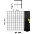 VEVOR Welded Wire Fence Vinyl Coated Chicken Rabbit Mesh 1"x1" 16 Gauge 24"x50'/24"x100'/36"x50' Black Hardware Cloth & Mesh