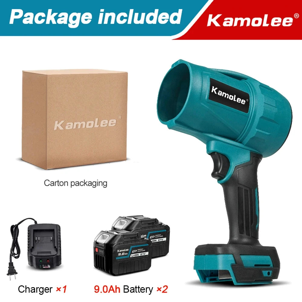 Kamolee Brushless 2000W Electric Turbo Blower Jet Fan 200M/S Car Dryer Handheld Dust Blowing Tool Apply to 18V 21V Battery