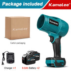 Kamolee Brushless 2000W Electric Turbo Blower Jet Fan 200M/S Car Dryer Handheld Dust Blowing Tool Apply to 18V 21V Battery