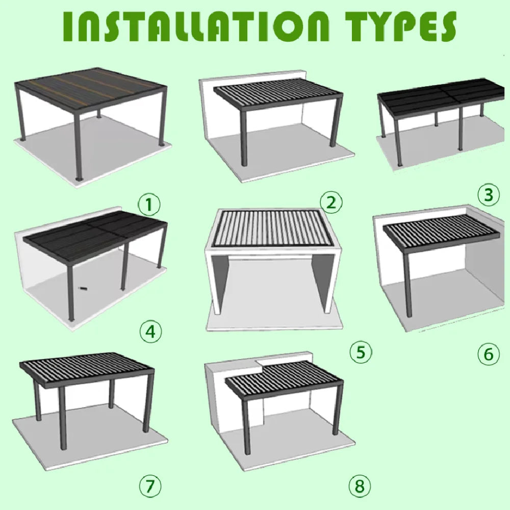 Premium Motorized Aluminum Pergola with Privacy Folding Screens and Glass Wall Enclosures – Outdoor Garden or Patio Shad