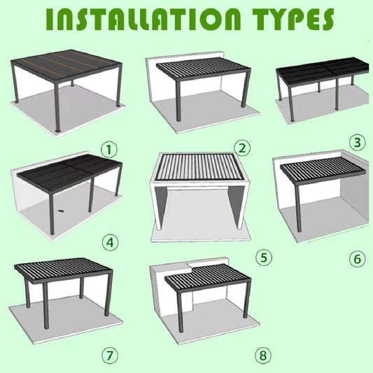Premium Motorized Aluminum Pergola with Privacy Folding Screens and Glass Wall Enclosures – Outdoor Garden or Patio Shad