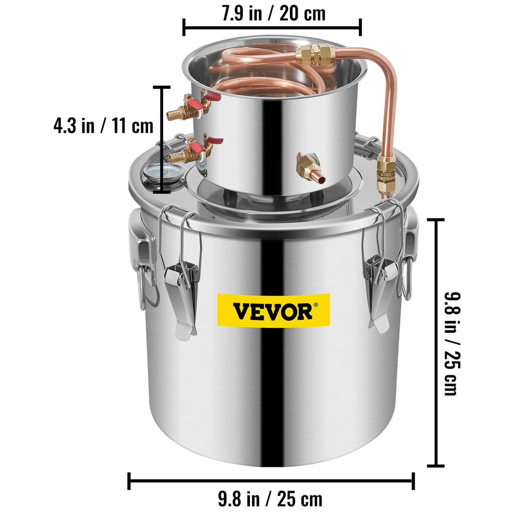 SucceBuy 3 5 8 Gal Alcohol Distiller Alambic Moonshine Still Stainless Copper DIY Home Brew Water Wine Essential Oil Brewing Kit