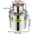 SucceBuy 3 5 8 Gal Alcohol Distiller Alambic Moonshine Still Stainless Copper DIY Home Brew Water Wine Essential Oil Brewing Kit