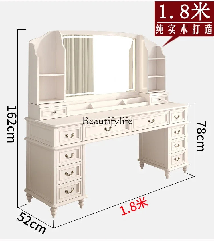 FG11All solid wood custom American light luxury led storage rack dresser large