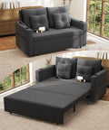 3-in-1 56" Convertible Sofa Bed: Loveseat Sleeper with Cup Holders, USB – Living Room, Bedroom, Apartment