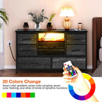 8-Drawer LED Dresser TV Stand with Power Outlet 55'' TV - Wide Storage Chest for Bedroom, Living Room & Entryway, Woo