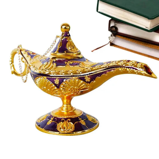 Legendary Aladdin Lamp Vintage Aladdin Lamp  Metal Crafts Classic Arabian Costume Props Tabletop Decor for Wedding Party
