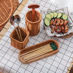 Imitation Rattan Hotel Restaurant Knife And Fork Basket Chopstick Storage Box Seasoning Jar Basket Kitchen Storage Rack
