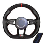 Suede Genuine Leather Car Steering Wheel Cover Braid For Audi R8 (4S) 2015-2019 TT (8S) 2014-2019 TTS 2014-2019 TT RS 2016-2019