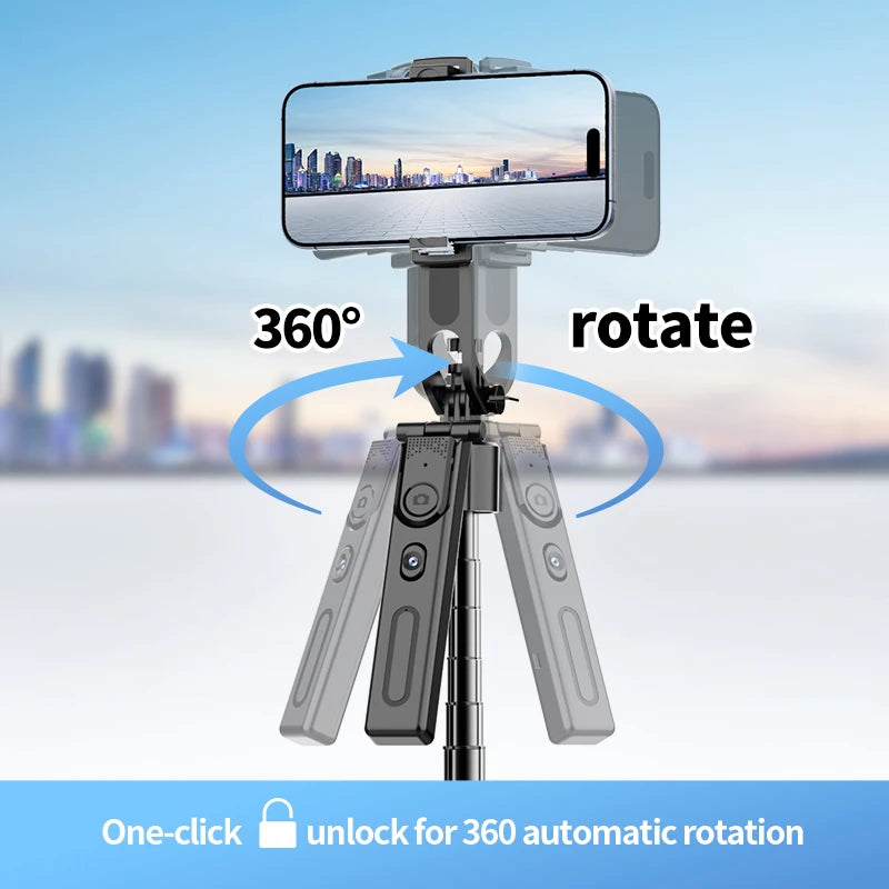 Tripod for Mobile Phone 360°Auto-Rotation Shooting Tripod Selfie Stick Phone Stand AI Face Following, with Remote Control