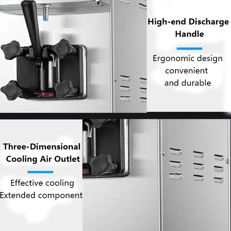 Commercial Ice Cream freezer Machine 3-flavor Yogurt Maker One-click Clean 18L/H LCD Display new soft ice cream machine