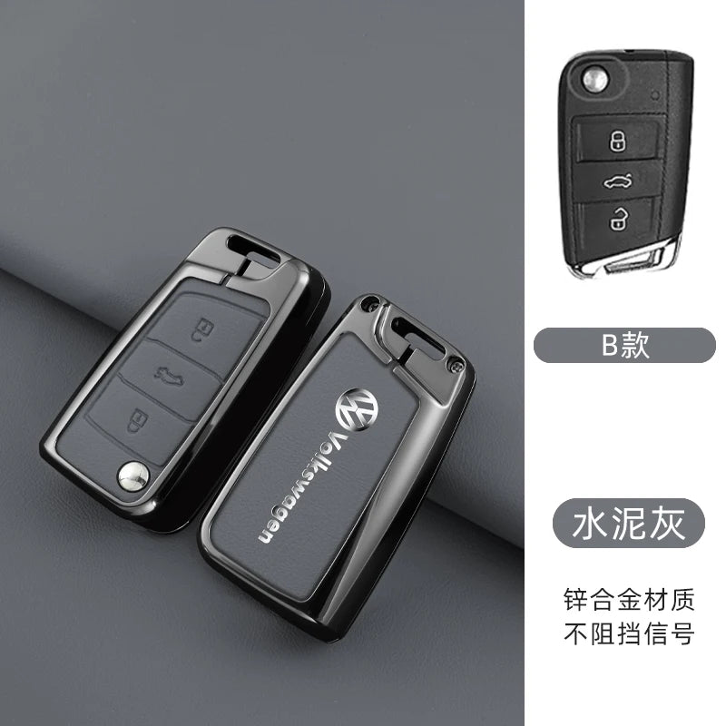 Leather Car Remote Key Case Fob Cover Protector Holder Shell For VW Volkswagen Golf 7 MK7 Tiguan MK2 T-roc T-cross Accessories