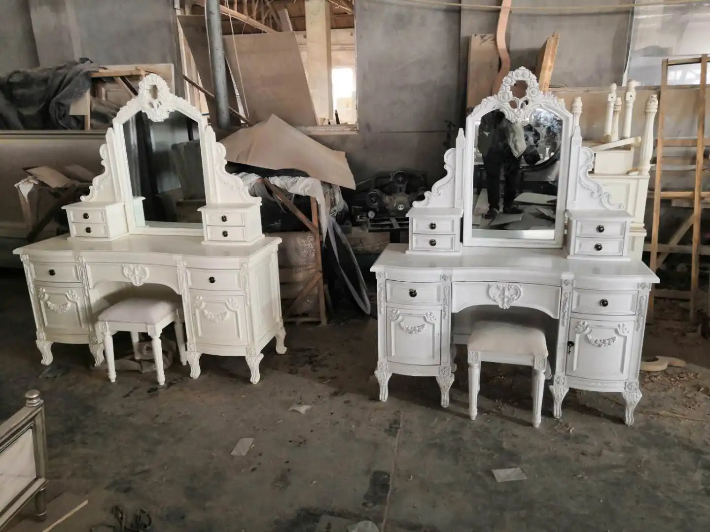 European and American French solid wood carving flower dresser, American dressing table, Mediterranean bedroom solid wood furnit