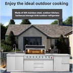 Customized Luxurious Outdoor Modular Kitchen with Stainless Steel BBQ Oven Fridge Trash Can for Courtyard Camping