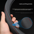 Full Leather Cover for All Seasons Auto Steering Wheel Cover Ultra-Thin Non-Slip Round Breathable Car Steering Wheel Protector