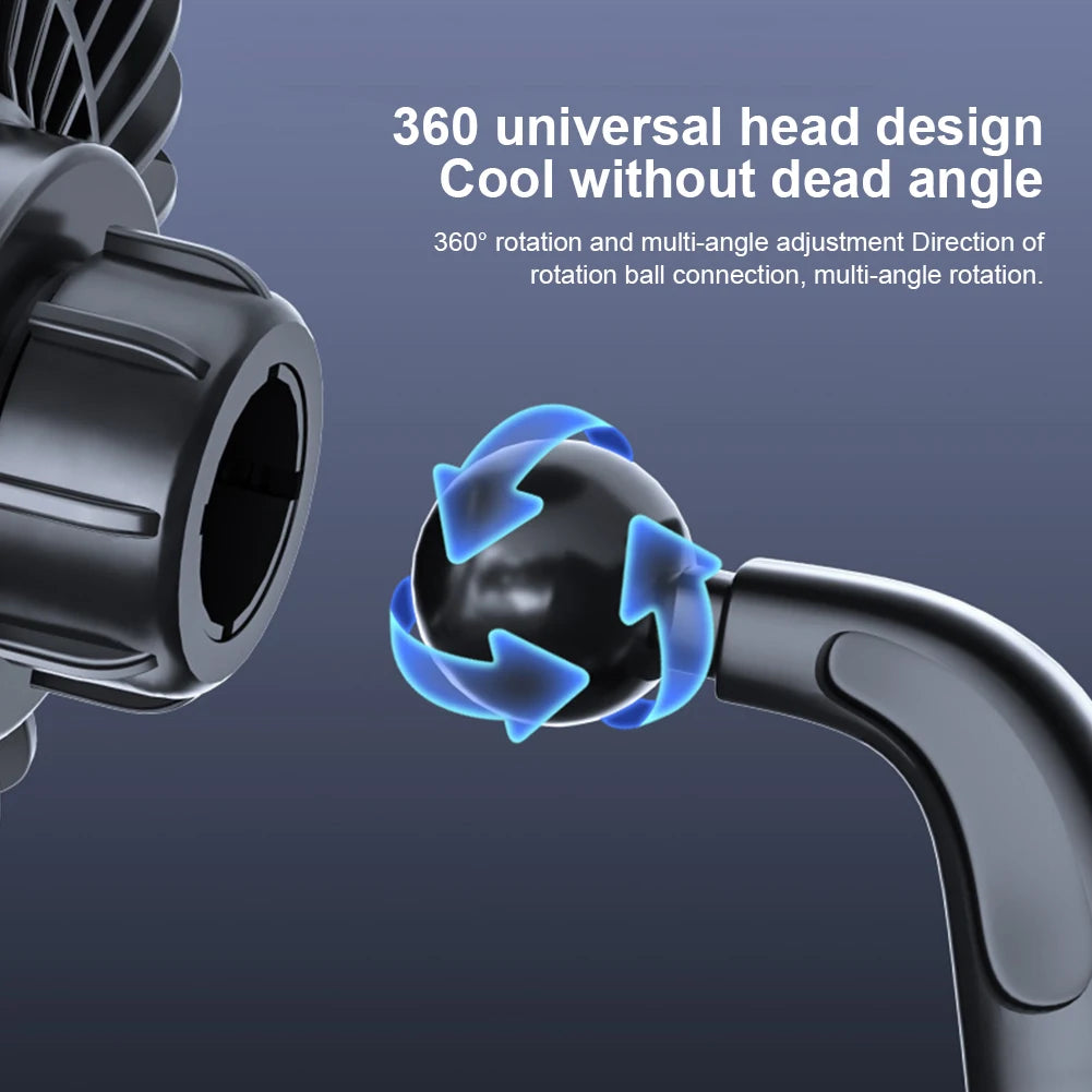 USB Car Dashboard Cooling Fan 12V/24V with Suction Cup Auto Cooler 360 Degree All-Round Car Air Fan for Vehicle Home Office