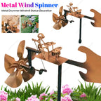 DIY Handcrafted Metal Drummer Windmill Statue Spins with Wind Steampunk Percussionist Music Wind Spinner Garden Decoration
