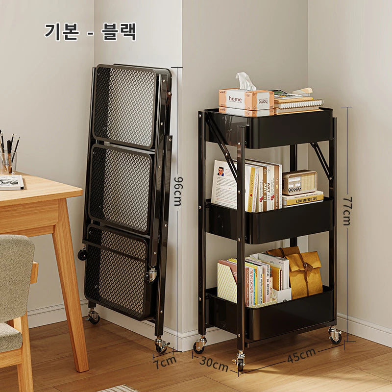 Foldable storage rack Small cart storage rack Multi story floor storage rack Kitchen snack rack Toilet mobile storage rack