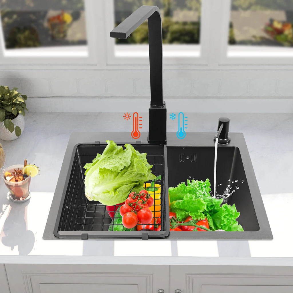 45*40*20cm 201 Stainless Steel Kitchen Sinks Recessed Sinks Sink Units Kitchen Taps Sinks with Drains Black