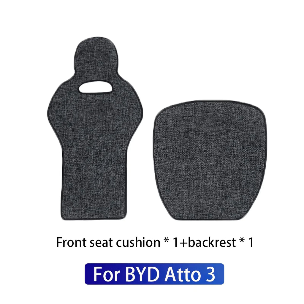 For BYD Atto 3 / Yuan Plus Tang Han Dolphin EV 2022 2023 2024 Seat Covers, Linen Cushion Breathable Pad Car Seat Mat Protector