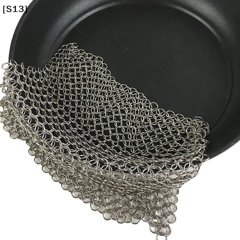 Kitchen Cleaning Ring Stainless Steel Cleaner Chainmail Scrubber Accessories Reusable Washing Net Cleaning Tool for Home[Q]Q@